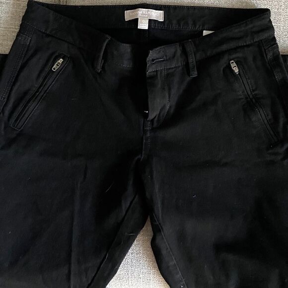 Banana Republic Black Slim Cropped Jeggings Jeans 0  | Black Zipper Pockets - Picture 2 of 3